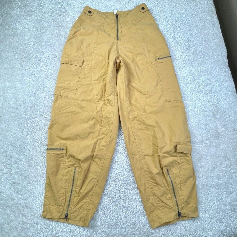 Free People Mustard Yellow Cargo Straight Leg Pants